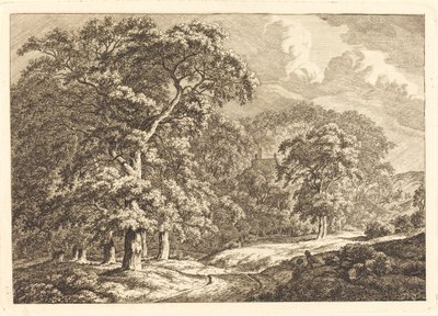 Forêt avec des voyageurs sur une route - Franciscus A. Milatz