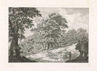 Paysage avec deux figures près de la route - Franciscus Andreas Milatz
