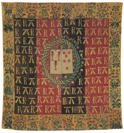 Tapisserie armoriale mille-fleurs représentant les armes de Robert Chabot et Antoinette d