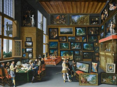 Cognoscenti dans une pièce ornée de tableaux, vers 1620 - Franco-Flemish School
