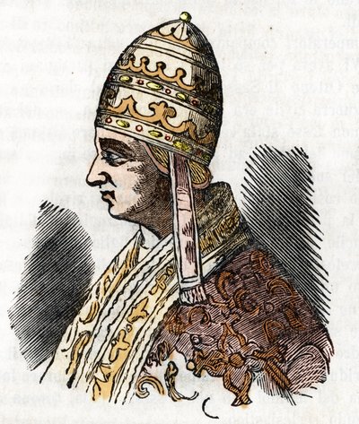 Moyen Âge : représentation du Pape Célestin III (1191-1198), dessin de 