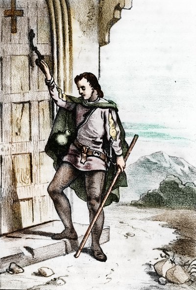 Le jeune Jérôme Savonarole frappant à la porte du couvent dominicain de Santo Domenico à Bologne en 1475 - Franco Mistrali