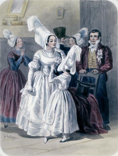 Une Mariée et une Fille avant sa Première Communion, de la région de Nantes et de la Basse-Loire - Francois Hippolyte Lalaisse