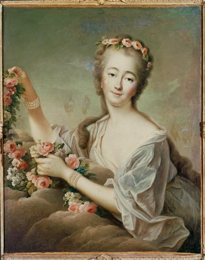 Madame Du Barry, maîtresse de Louis XV, en déesse Flora ... (peinture sur toile) - Francois-Hubert Drouais