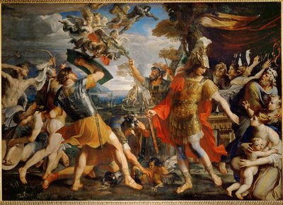 Énée et ses compagnons combattent les Harpies ... - Francois (1590 1650) (after) Perrier