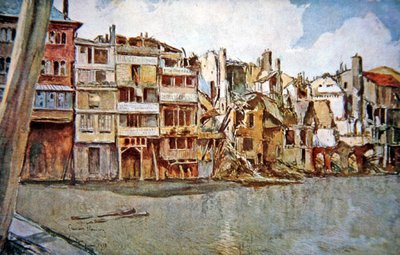 Bataille de Verdun : Vue de la Rivière Meuse à Verdun - Francois (after) Flameng