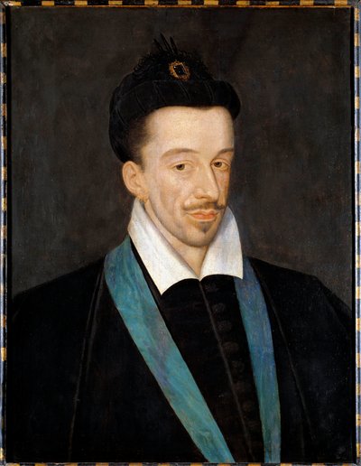 Portrait de Henri III (1551-1589); Peinture attribuée à François Quesnel (1543-1616), représentant le roi portant le cordon bleu de l