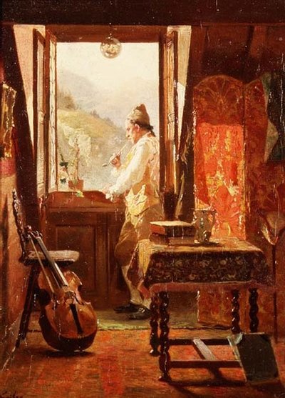 À la fenêtre - Francois Adolphe Grison