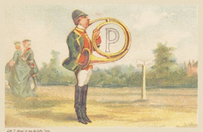P (lettre montrée par un joueur de cor de chasse) - Francois Antoine Appel