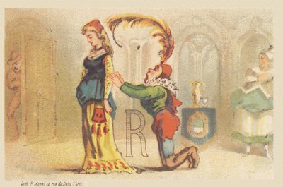 R (lettre montrée par une dame et un valet à genoux) - Francois Antoine Appel