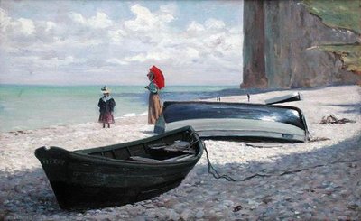Scène de plage à Fécamp, nord de la France - Francois Auguste Didier Clovis