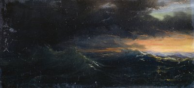 Coucher de soleil sur une mer orageuse - Francois Barry