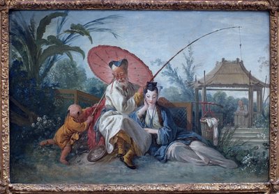 Chinoiserie. Œuvre de François Boucher (1703-1770), huile sur papier marouflé sur toile, vers 1750. Art français du XVIIIe siècle. Musée des Beaux-Arts de Rotterdam (Pays-Bas) - François Boucher