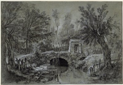 Paysage avec un ruisseau et un pont - François Boucher
