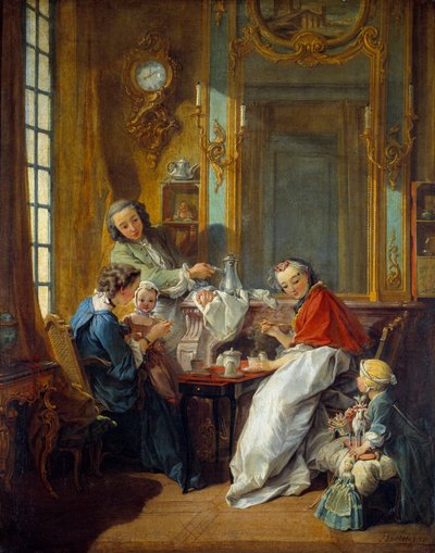 Scène de déjeuner dans un intérieur bourgeois - François Boucher