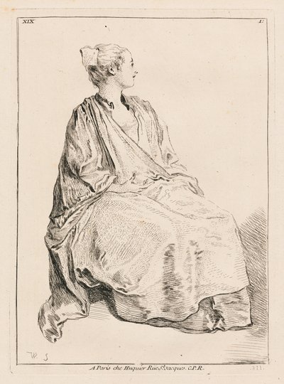 Femme assise tournée vers la droite - François Boucher