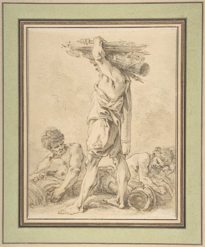 Homme debout portant des faisceaux et des armes - François Boucher