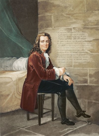 Voltaire emprisonné à la Bastille écrivant La Henriade en 1728 - Francois Bouchot