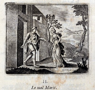 Le Mal marié. Fables de Jean de La Fontaine (1621-95). Illustration de François Chauveau (1613-1676). Édition de 1728. - Francois Chauveau