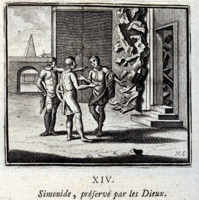 Simonide préservé par les dieux. Fables de Jean de La Fontaine. Illustration de François Chauveau. Édition de 1728. - Francois Chauveau