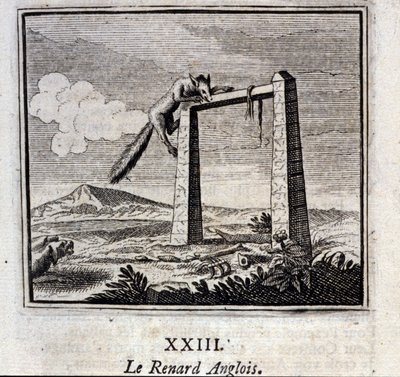 Le Renard anglais. Fables de Jean de La Fontaine (1621-95). Illustration de François Chauveau (1613-1676). Édition de 1728. - Francois Chauveau