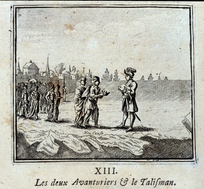 Les deux aventuriers et le talisman. Fables de Jean de La Fontaine (1621-95). Illustration par François Chauveau (1613-1676). Édition de 1728. - Francois Chauveau