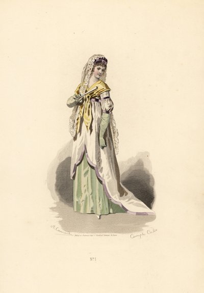 Femme en tunique blanche ornée de velours lilas - Francois Claudius (after) Compte Calix