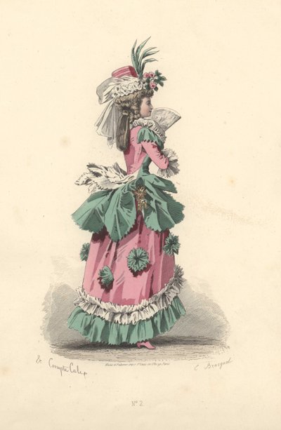 Femme à la mode en robe avec rosettes, époque de Marie-Antoinette - Francois Claudius Compte Calix