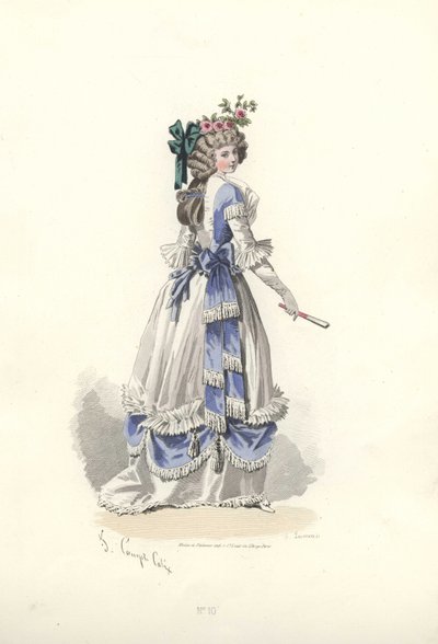 Femme en robe avec volants en ruban, époque de Marie-Antoinette - Francois Claudius Compte Calix