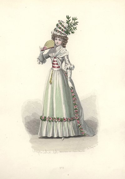 Femme en tenue ornée de fleurs, époque de Marie-Antoinette - Francois Claudius Compte Calix