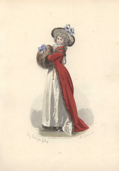 Femme avec grand manchon en fourrure, époque de Marie-Antoinette - Francois Claudius Compte Calix
