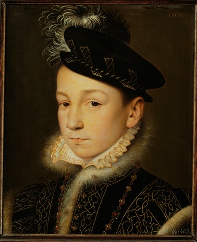 Le roi Charles IX de France ... (huile sur bois de chêne) - François Clouet