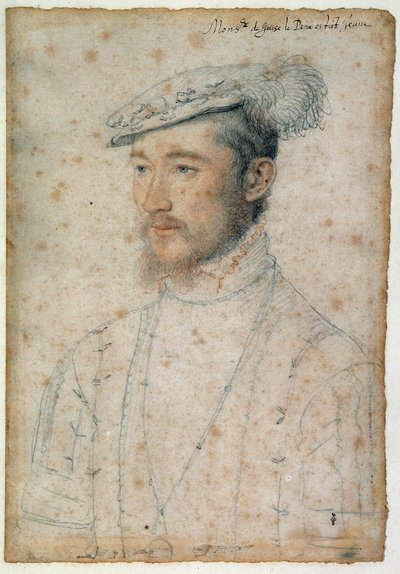 Portrait de François de Lorraine, duc de Guise (1520 - 1563). Dessin à la sanguine et pierre noire par François Clouet (1515-1572) - François Clouet