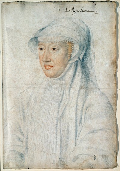 Portrait de la reine Éléonore de Habsbourg (1498-1558), seconde épouse de François Ier. Dessin à la pierre noire et sanguine par François Clouet (1515-1572) - François Clouet