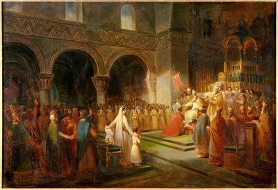 Sacré de Pépin le Bref par le pape Étienne II à l