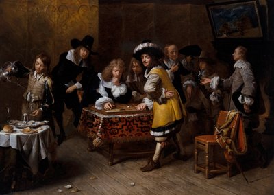 Compagnie élégante avec des joueurs de tric-trac ("La Partie De Tric-Trac") - Francois Duchatel