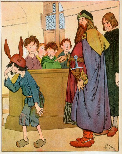 Le roi Charlemagne (742-814) a établi des écoles pour les enfants laïcs en 789, et a rencontré des écoliers (Le roi Charlemagne visitant des érudits et promouvant l