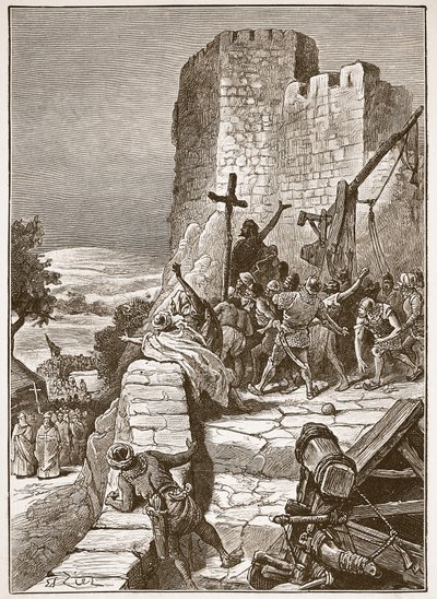 Procession des croisés autour des murs de Jérusalem, illustration de 