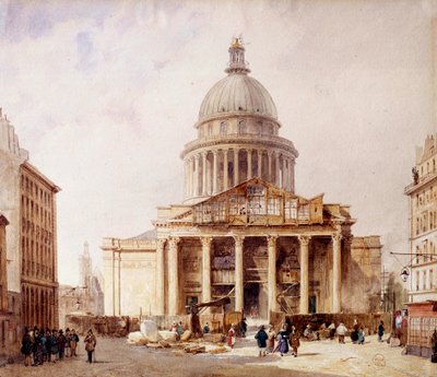 Vue du Panthéon en construction à Paris depuis la rue Soufflot - Francois Etienne Villeret