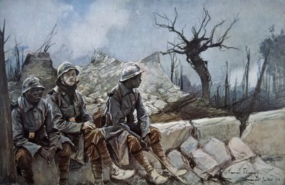 Les troupes françaises se reposent au milieu des ruines d