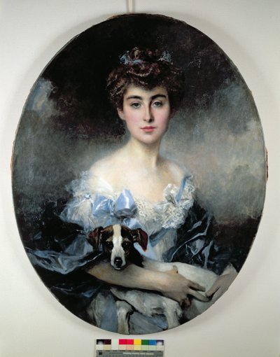 Jeune femme avec un chien - Francois Flameng