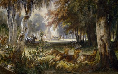Chasse du prince de Wagram, La poursuite, aquarelle de François Gabriel Guillaume Lepaulle (1804-1886) - Francois Gabriel Guillaume Lepaulle