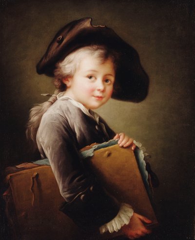 Un jeune garçon tenant un portfolio - Francois Hubert Drouais