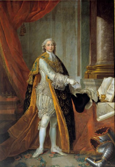 Portrait en pied de Louis Stanislas Xavier de France (futur Louis XVIII), comte de Provence (1755-1824) en grand habit de l