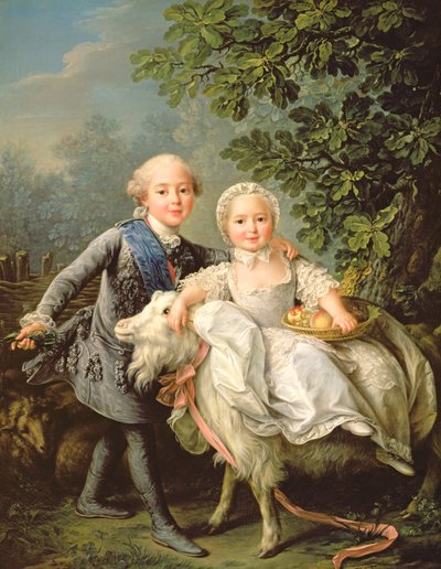 Portrait de Charles Philippe de France (1757-1836) et de sa sœur Marie Adélaïde (1759-1802), 1763 - Francois Hubert Drouais
