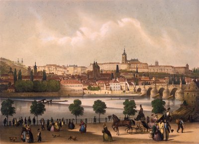 Vue du Petit Quartier et du château de Prague Hradcany, vers 1845 - Francois Joseph Sandmann