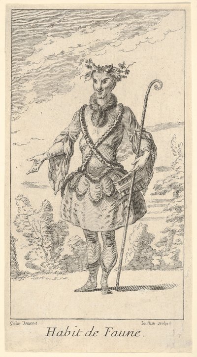 Habit de faune : un faune, une canne dans sa main droite - Francois Joullain