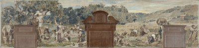 Esquisse pour la salle des fêtes de Pantin : La cueillette. La moisson, en 1886 - Francois Lafon
