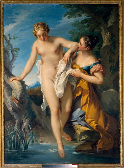 Une baigneuse et sa suivante Peinture de François Le Moyne (1688-1737). 18ème siècle. Dim. 1,63 x 1,17 m Tours, Musée des Beaux-Arts - François Lemoyne