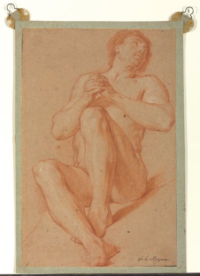 Un nu académique assis avec les mains jointes - François Lemoyne